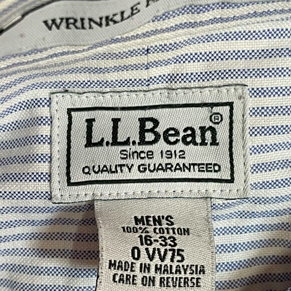 L.L Bean Men's Button Up Wrinkle Resistant White Patterned - 16-33 - Picture 3 of 4